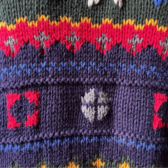 Vintage 90s hand knit colourful 100% cotton GAP crew neck sweater size large - Picture 3 of 14